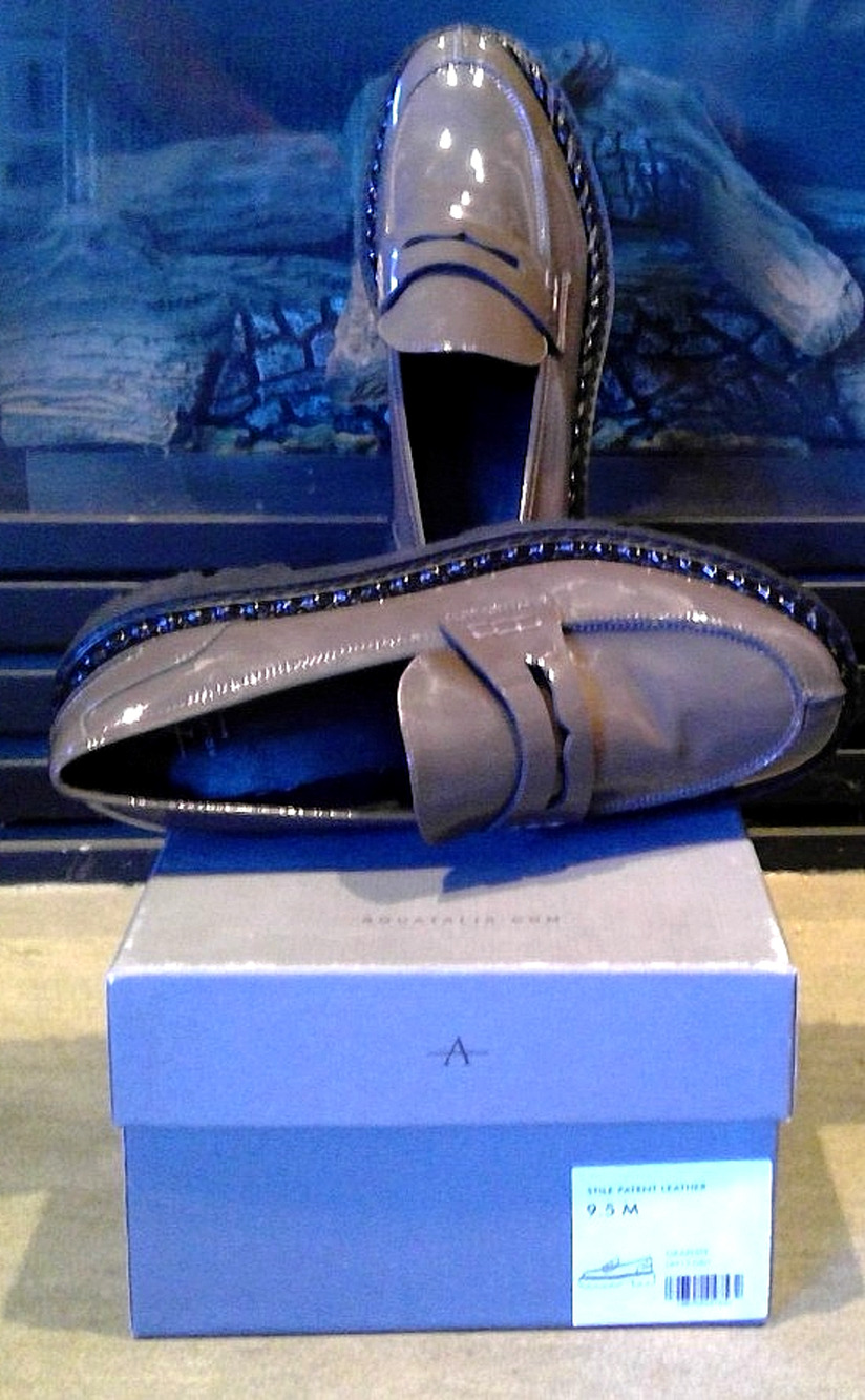 Aquatalia Weatherproof Patent Leather Lug Sole Loafer New Color Graphite